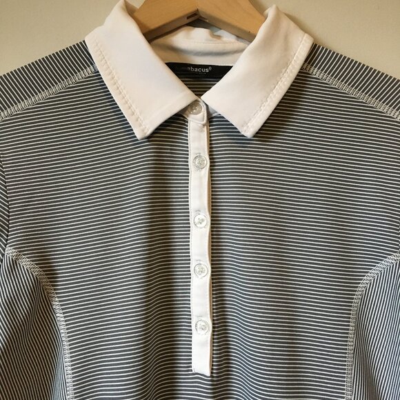 Abacus Button Collar Pinstripe Drycool Polo Golf Shirt - Picture 4 of 16